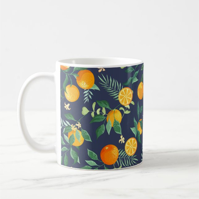 Caneca De Café Fusão de Citros: Laranjas com Flair Tropical (Esquerda)