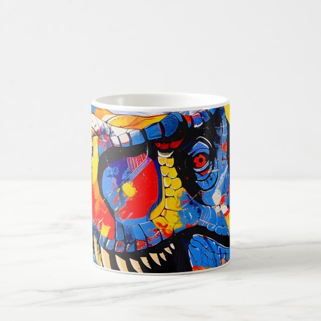 Caneca De Café Fusão do Dinossauro T-rex Retro Selvagem (Centro)