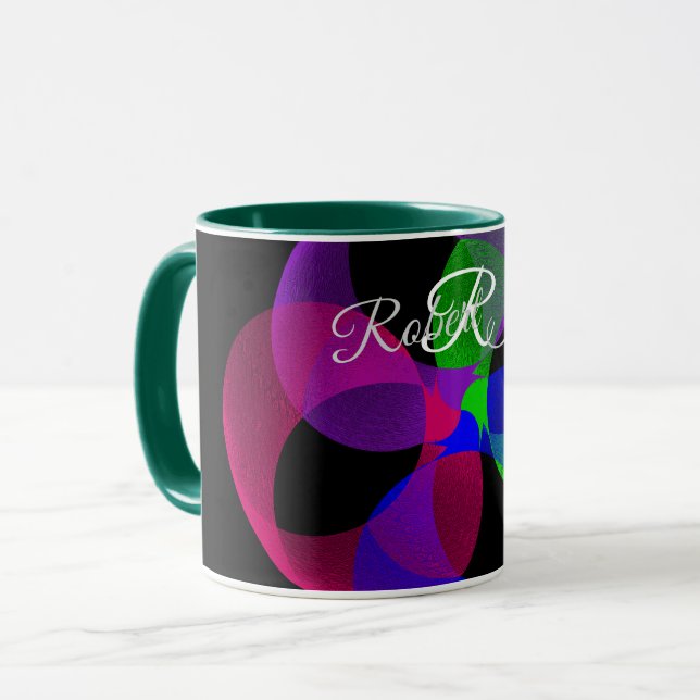 Caneca de Café Fusão Geométrica Multi Cores (Frente Esquerda)