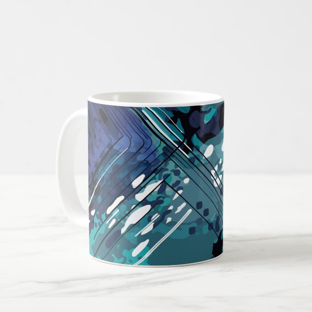 Caneca De Café Fusão Oceânica Geométrica (Frente Esquerda)
