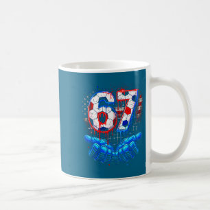 Caneca De Café Futebol 67 seis sete 4 de julho vermelho branco az