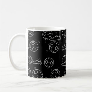 Caneca De Café Futebol - Bolas e Botas Padrão Sem Costura
