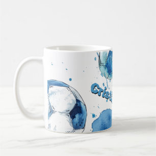 Caneca De Café Futebol personalizado de aquarela