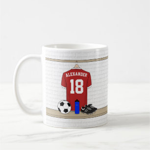 Caneca De Café Futebol Red e White Personalizado Jersey
