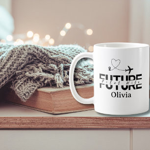Caneca De Café Futura Esposa de Piloto Coração Avião Viagem Casam