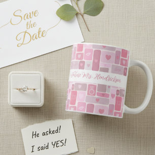 Caneca De Café Futura Sra. Pink Noivado Moderno Script