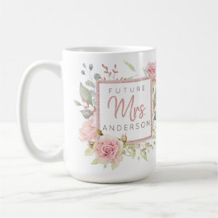 Caneca De Café Futura Sra. Rosa Personalizado com Rosas em Aquare