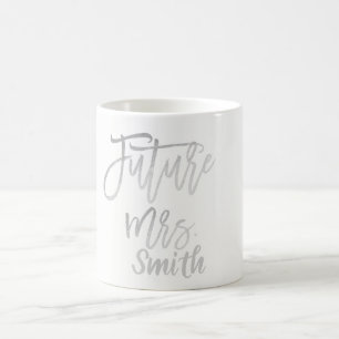 Caneca De Café FUTURA SRA. Silver Rótulo Moderno Nome Personaliza