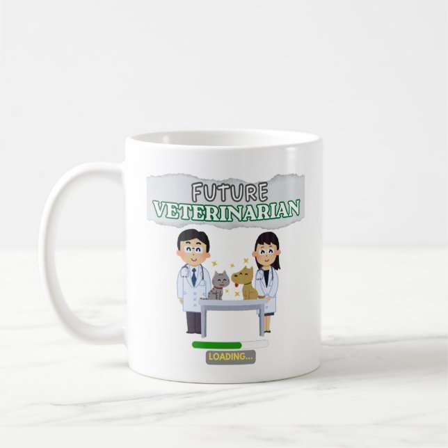 Caneca De Café Future Veterinarian Loading – Vet Student Design (Esquerda)