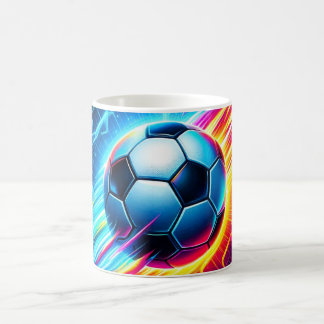 Caneca De Café Futurista Bola de Futebol Elétrico Relâmpago