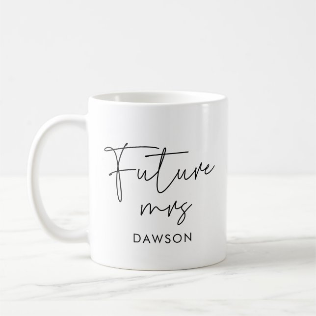Caneca De Café Futurista minimalista Senhora Futuro personalizada (Esquerda)