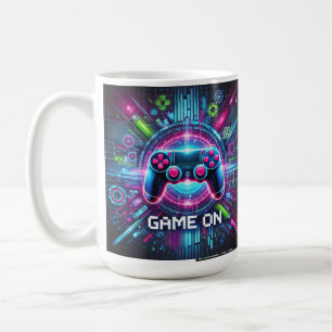 Caneca De Café "Futurística Neon Cyberpunk Gaming Trabalho de art