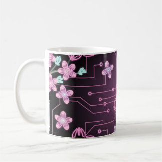 Caneca De Café Futuristische Sakura-Blumenlandschaft