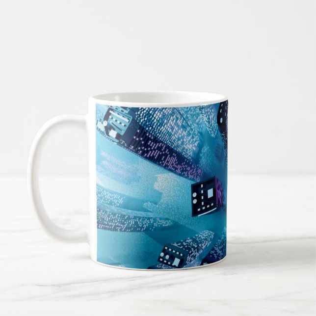 Caneca De Café Futuro centro de cidades com arranha-céus no cibo  (Esquerda)