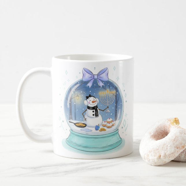 Caneca De Café G globo de neve de Chanukah (Com Donut)