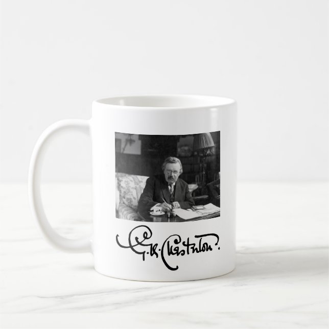 Caneca De Café G. K. Chesterton no Trabalho (Esquerda)