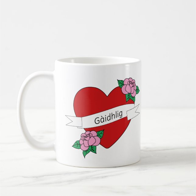 Caneca De Café Gàidhlig in love heart Scottish Gaelic (Esquerda)