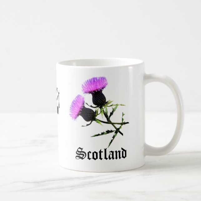 Caneca De Café Gaiteiro de Scotland, cardo da flor (Direita)