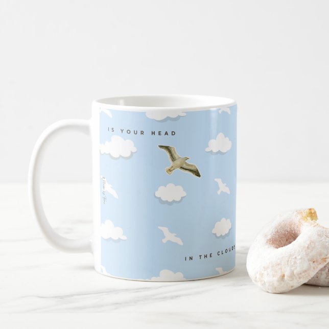 Caneca De Café Gaivota nas nuvens (Com Donut)