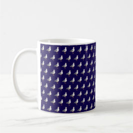 Caneca De Café Gaivota Pássaro Praia Oceano Costa Aquarela Azul