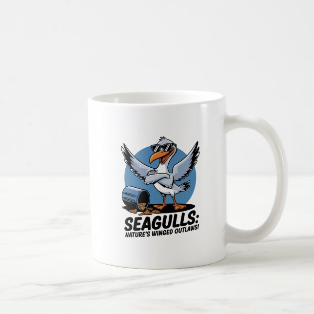 Caneca De Café Gaivotas - A Natureza Asalada Fora da Lei Engraçad (Direita)