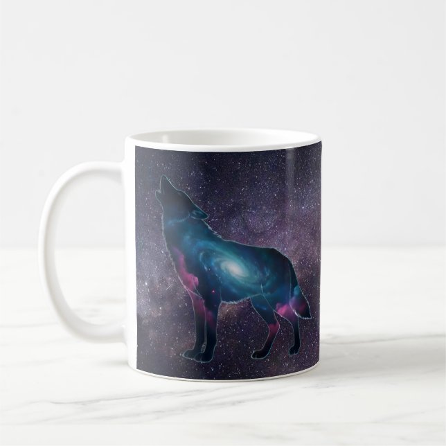 Caneca De Café Galactic Howling Wolf Silhouette (Esquerda)