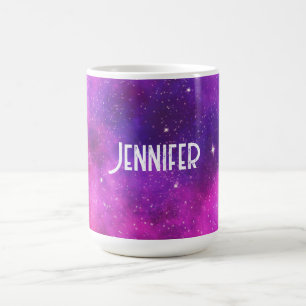 Caneca De Café Galáxia Cinza e Roxo de Espaços e Estrelas