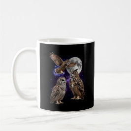 Caneca De Café Galáxia da Lua de Três Corujas Gráfico Retro
