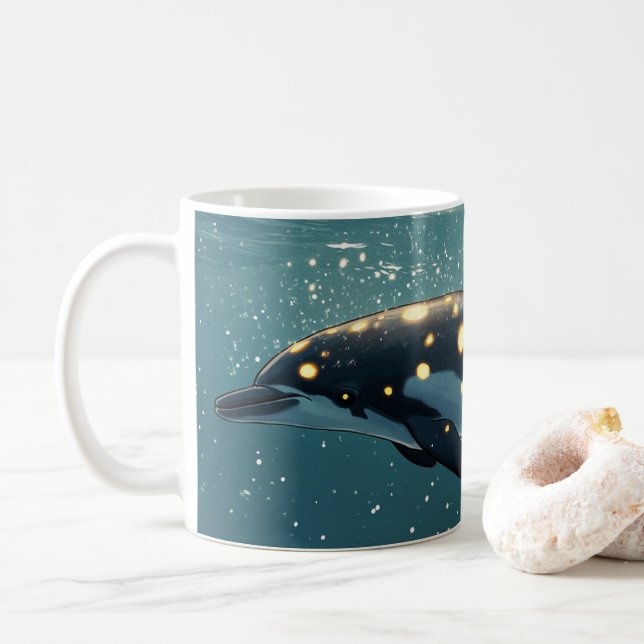 Caneca De Café Galáxia do Golfinho" ou "cósmico". (Com Donut)