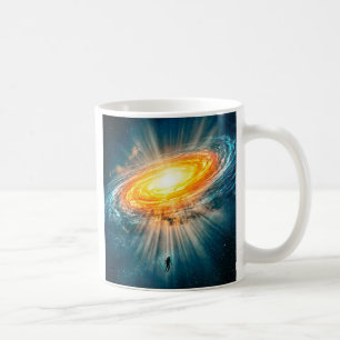 Caneca De Café Galáxia Espiral Dourada Astronauta Ficção Científi