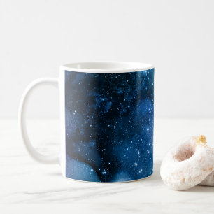 Caneca De Café Galáxias Amantes Starry Space Blue Sky White Spar