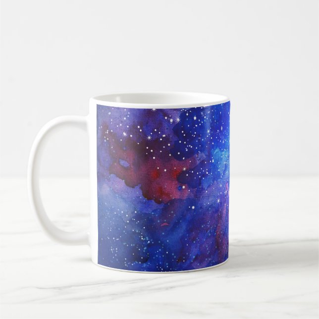 Caneca De Café Galaxy Watercolor Night Sky. (Esquerda)