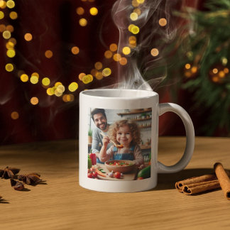Caneca De Café Galeria Personalizada de Duas Imagens e Texto