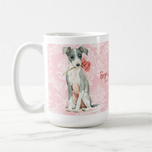 Caneca De Café Galgo italiano do rosa dos namorados