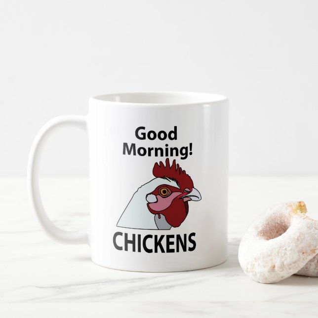 Caneca De Café Galinha Bom Dia Galinha Engraçada  (Com Donut)