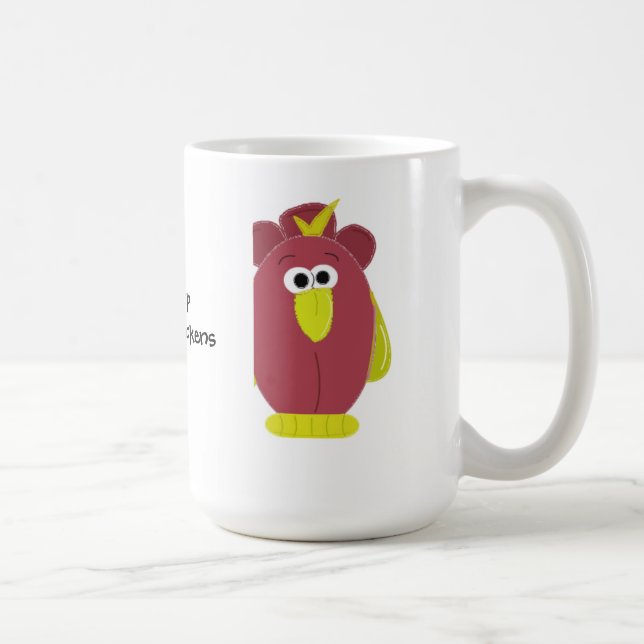 Caneca De Café Galinha de desenho animado engraçado com ditado (Direita)