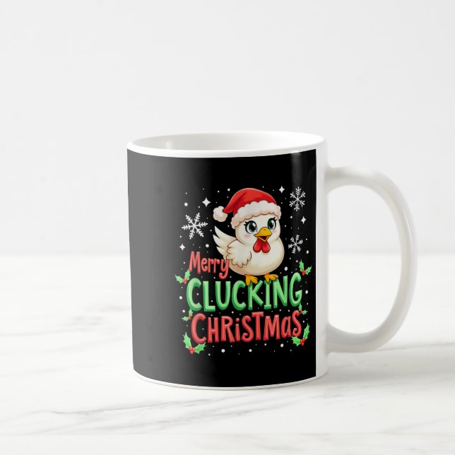 Caneca De Café Galinha de Natal Dependido com feliz (Direita)