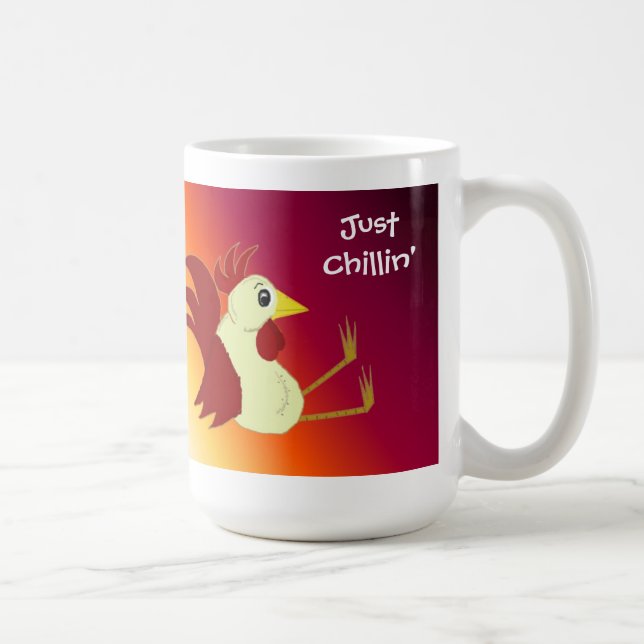 Caneca De Café Galinha engraçada sentada só relaxando (Direita)