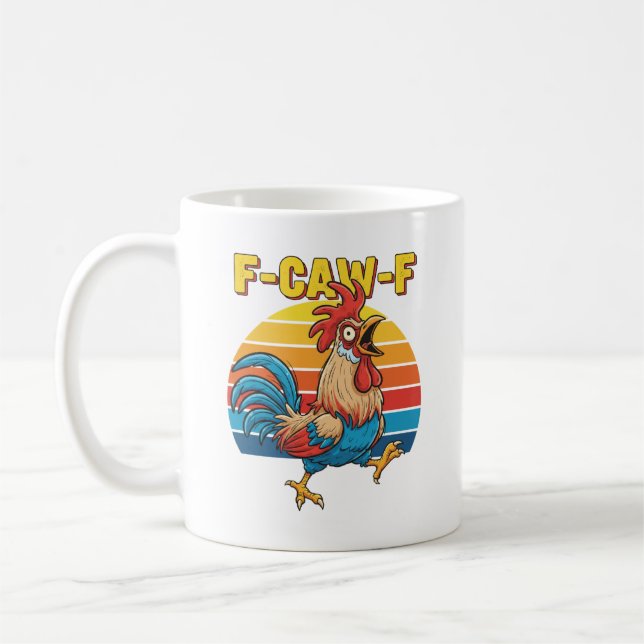 Caneca De Café Galinha F-Awk-F Funny F-Caw-F Rooster Pun Retro (Esquerda)