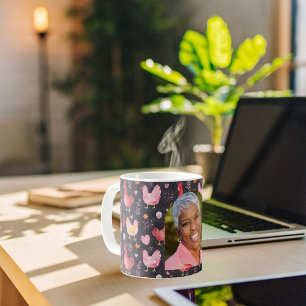 Caneca De Café Galinha galinha caseira preto rosa-vermelho