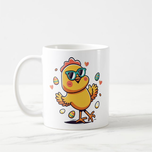Caneca De Café Galinha Páscoa engraçada (Esquerda)