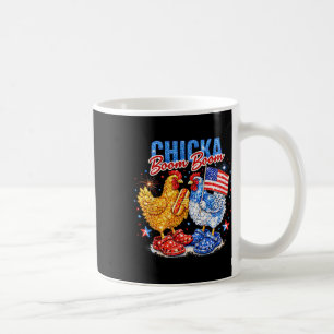 Caneca De Café Galinha Patriótica Chicka Boom Boom Vermelha Branc