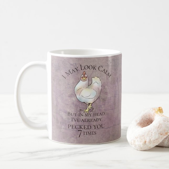 Caneca De Café Galinha "Posso Parecer Calma" (Com Donut)