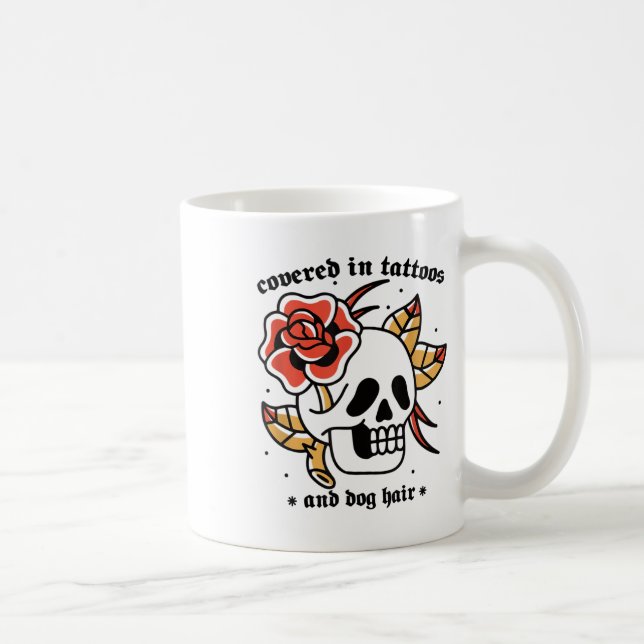 Caneca De Café Galinhas Cobertas Em Tatuagens E Cabelo De Cão Tra (Direita)