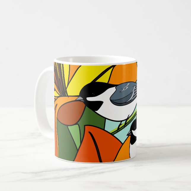 Caneca De Café Galinhas Com Flor (Frente Esquerda)