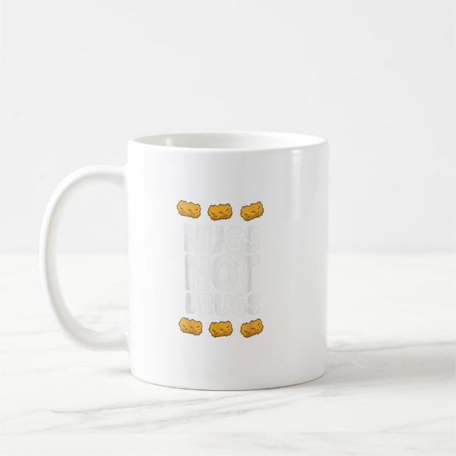 Caneca De Café Galinhas Engraçadas Nuggens Não Drogas Adoram Fran (Esquerda)