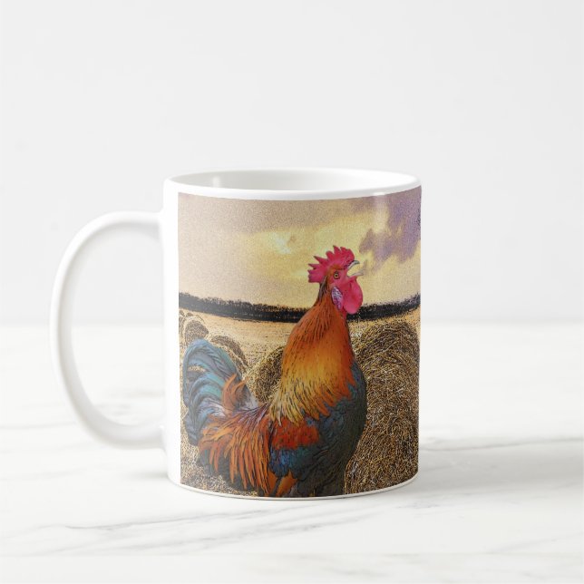 Caneca De Café Galo Colorido e Balanças de Hay (Esquerda)