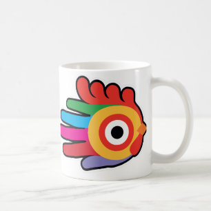 Caneca De Café Galo do arco-íris com pente vermelho