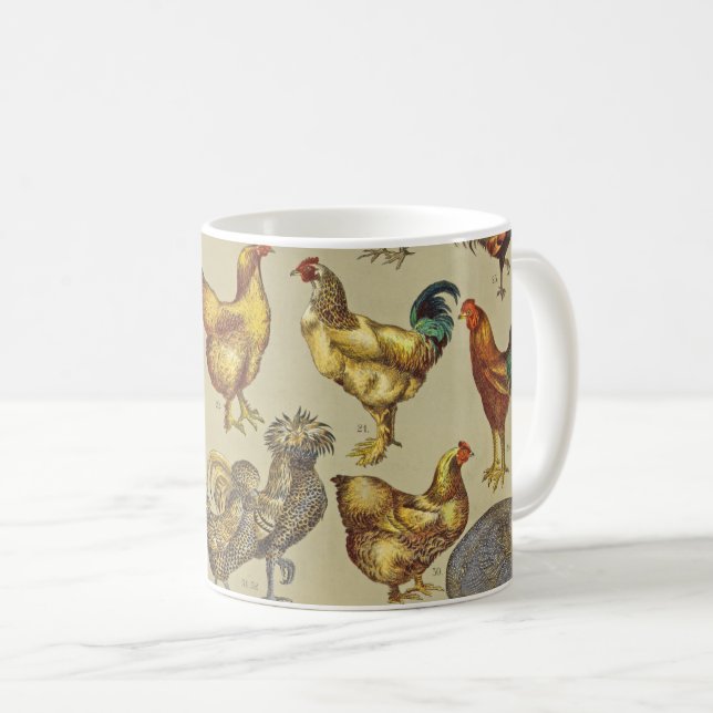 Caneca De Café Galo Galinha-Fazenda Animal (Frente Esquerda)