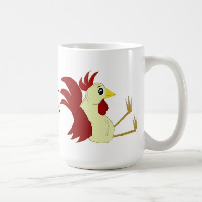 Caneca De Café Galo Sentado Engraçado (Direita)